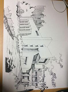 成角透视初学者手绘图两点透视建筑手绘图成角透视图简笔画成角透视