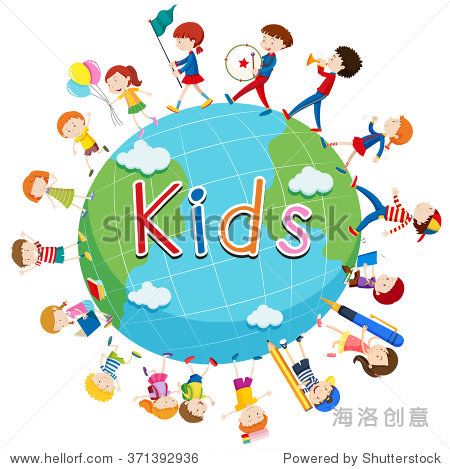 children doing things around the world illustration