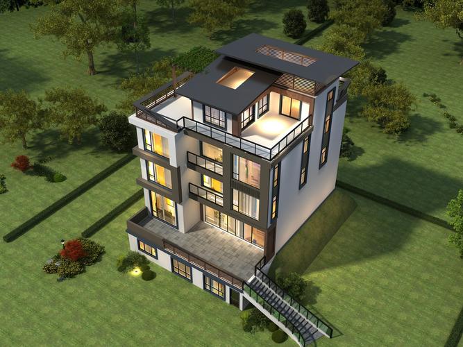 现代风四层别墅大户人家的标配住宅