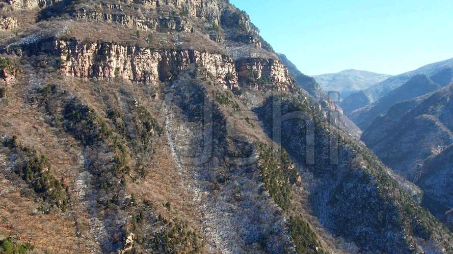 航拍山西五a景区介休绵山风景区后山