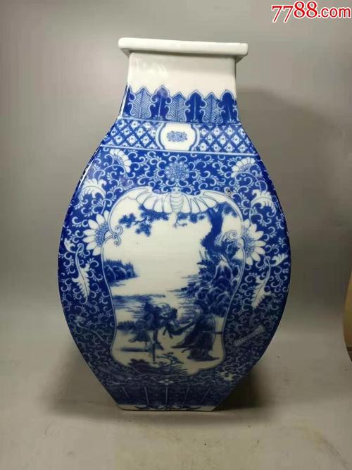 清代咸丰时期青花四面开窗《八仙图》四方赏瓶_价格1588元_第1张_7788