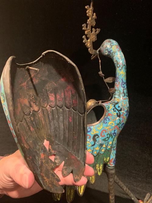 精品鉴赏掐丝珐琅双鹤香炉一对