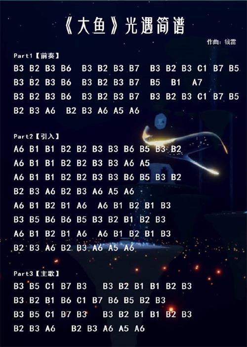 光遇大鱼数字简谱推荐竖琴钢琴谱分享