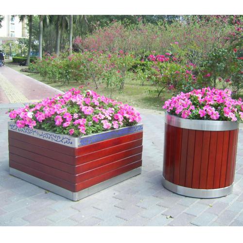 西安不锈钢花箱厂家供应仿木纹铝合金种植箱广场移动式