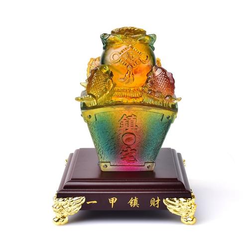 甲镇财吉琉璃摆件开光2021金狮四神一甲镇财琉摆件
