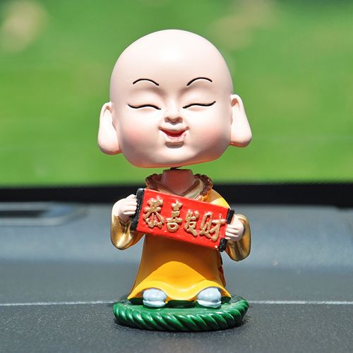摇头小沙弥车上摆件动头小佛励志小和尚汽车摆件创意礼品淡定平安