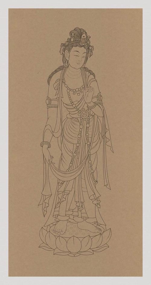 仿古工笔画《南无观世音菩萨》