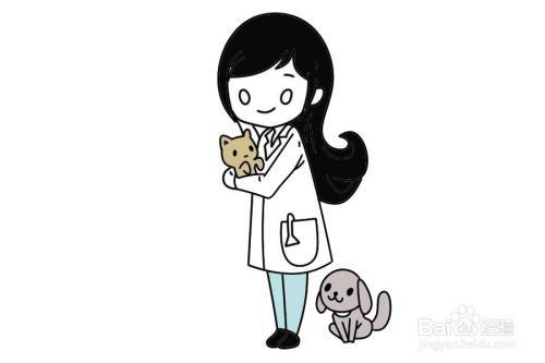 医生简笔画图片画法兽医和狗简笔画 医生简笔画每日简笔画护士医生猴