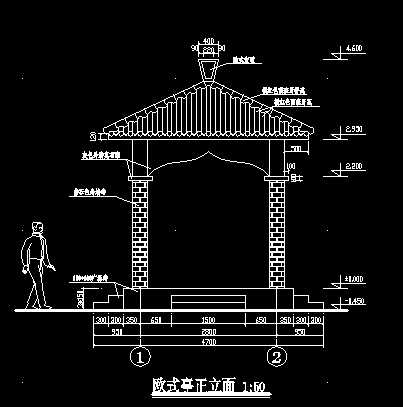 现代四角亭设计施工图