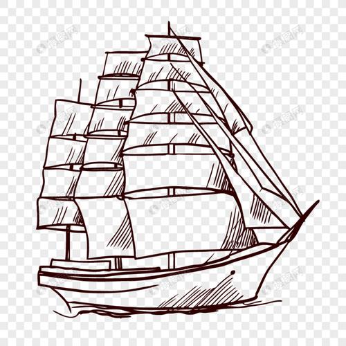 手绘素描船线稿