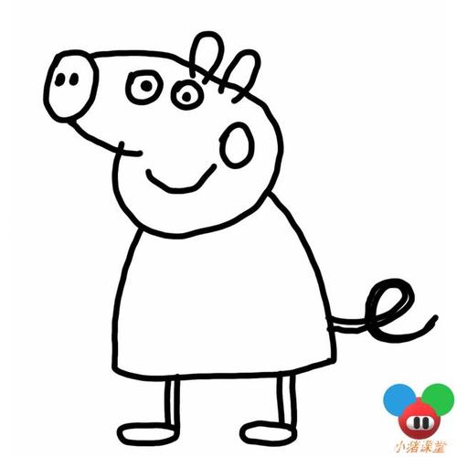 简笔画步骤图教学:儿童卡通动画人物小猪佩奇,7步立马学会画