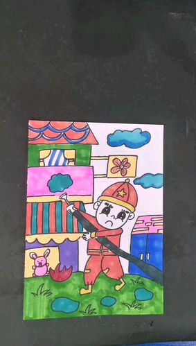 小小消防员,创意儿童画,马克笔手绘_马克笔_手绘_简笔画_绘画_画个简