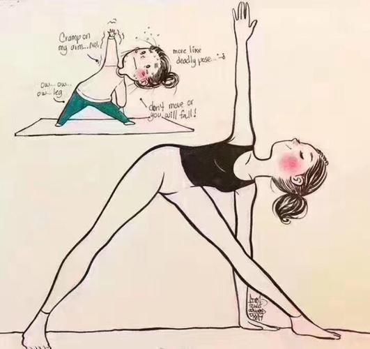 瑜伽,瑜伽,搞笑图:瑜伽【图】,卡通咬紧牙关保持瑜伽动作的女⒌等等.