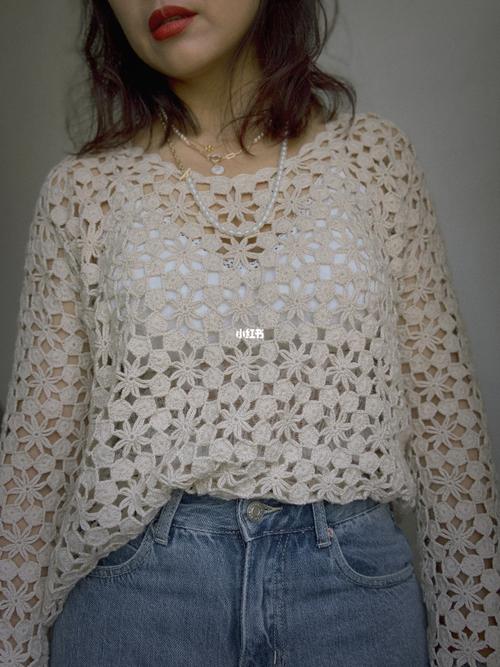 网红衣 铜钱花一线连结构图_羊绒_编织_时尚_穿搭_上衣