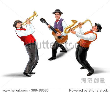 jazz band music group isolated on white background trio music