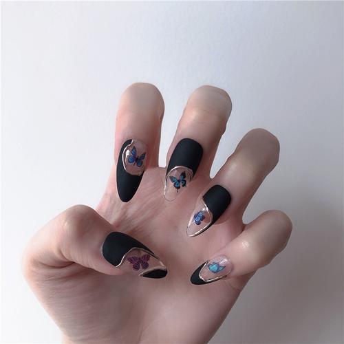 指甲贴片暗黑系欧美酷飒风蝴蝶美甲成品手工美甲工具