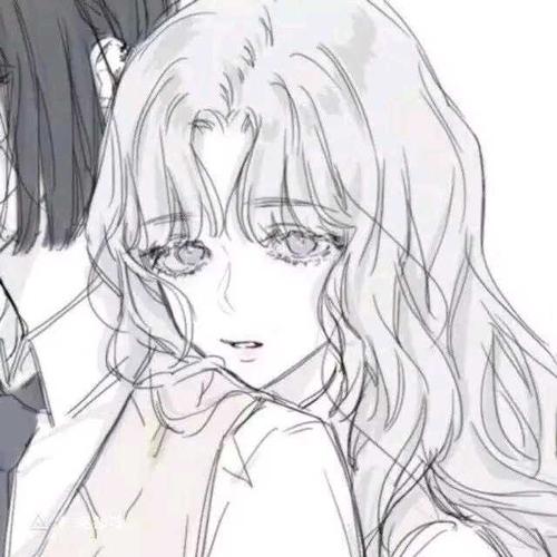 素描女生全身闺蜜头像