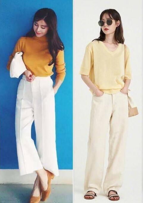 白裤子搭配什么上衣最好看?女士穿搭图