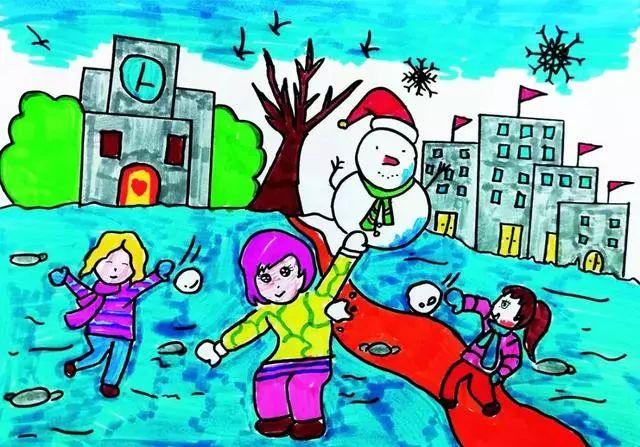 冬天儿童画素材
