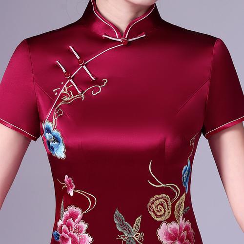 下载app                          桑蚕丝妈妈装婚宴旗袍裙喜婆婆