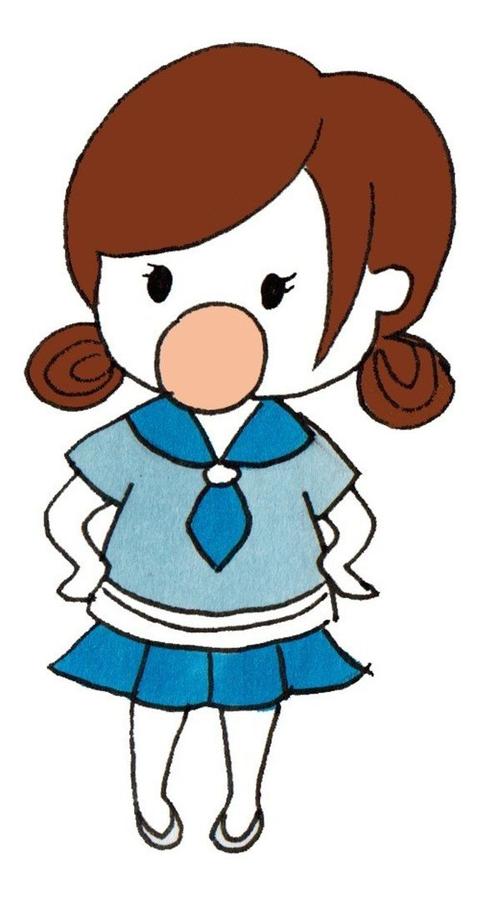 卡通画臭美的姐姐