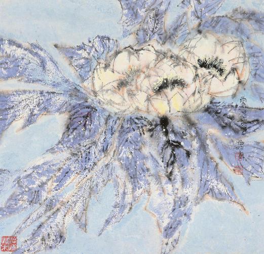 5690 雪莲花 镜心 设色纸本