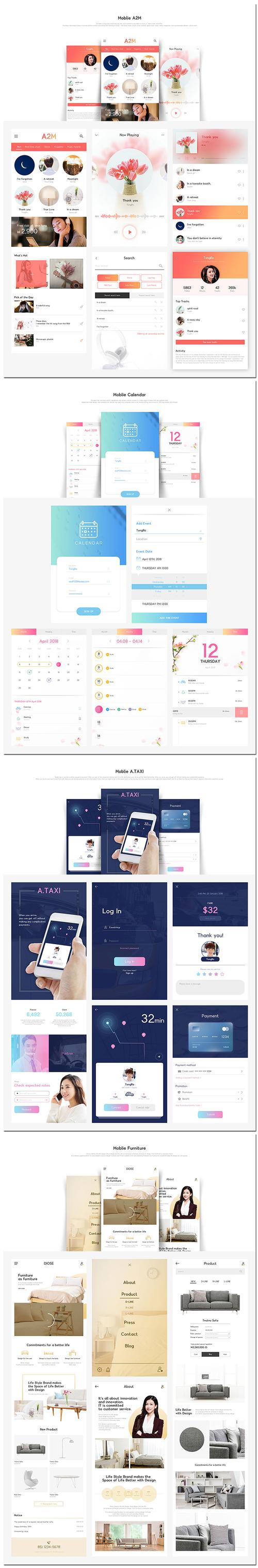 手机ui界面设计面试作品扁平化app交互界面海报网页设计模板素材