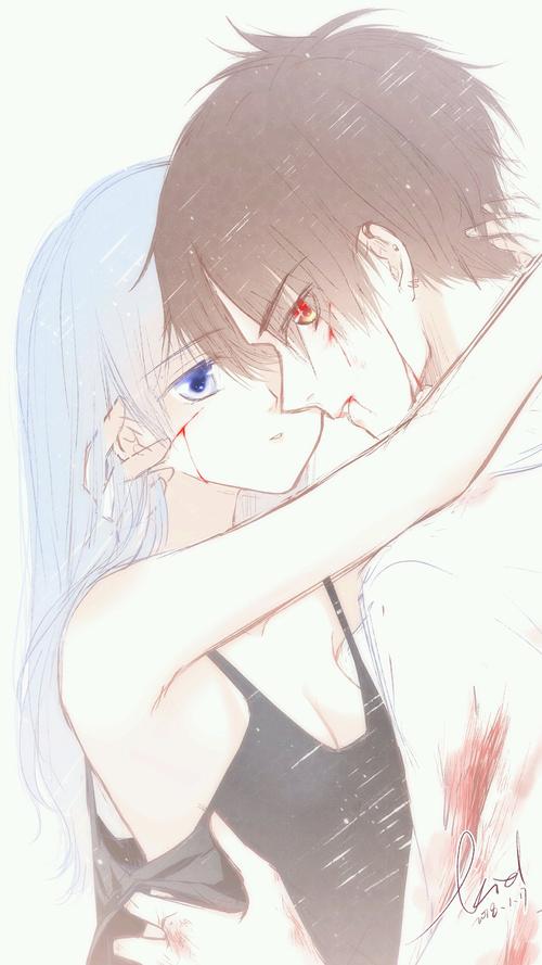 怦然心动唯美情侣动漫浪漫插画手机壁纸