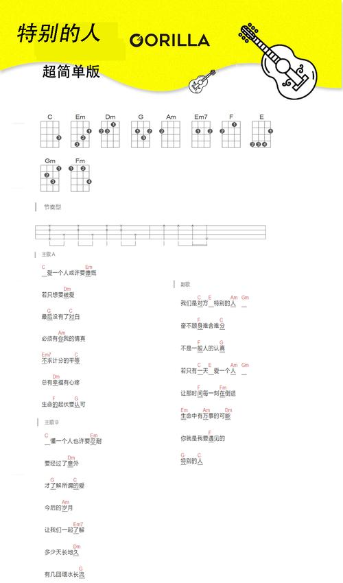 《特别的人》 方大同 尤克里里弹唱曲谱