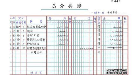 总分类账的格式和登记方法如下: 1.