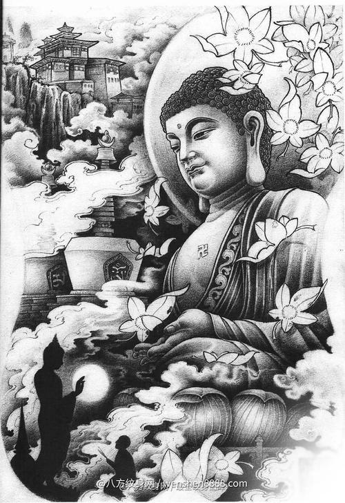 天津形象设计师的满背传统佛纹身手稿