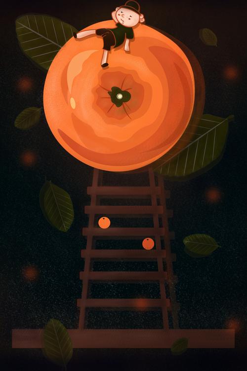 夜晚发光的橘子|插画|插画习作|daki酱 - 原创作品