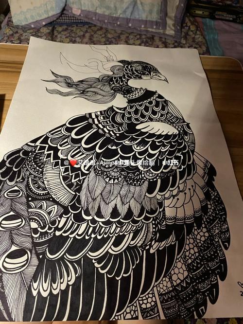 线描画一只鸟_儿童画_美术_线描_创意儿童画_兴趣爱好