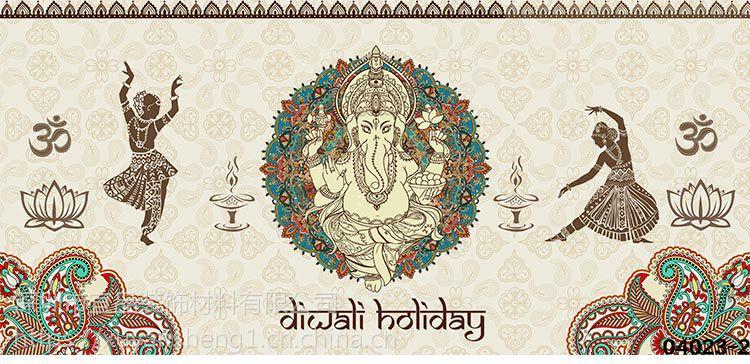 泰式主题瑜伽养生健身房背景墙壁纸 主题餐厅酒店无缝壁画舞蹈室涂鸦