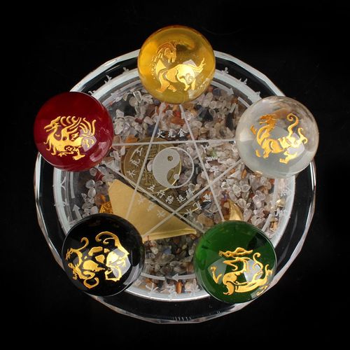 风水五行转运阵 水晶球五行转运 五路财神阵  家居装饰品招财摆件