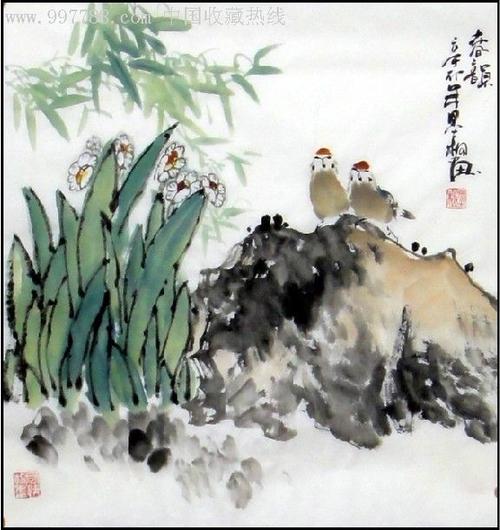 墨松三尺斗方花鸟画