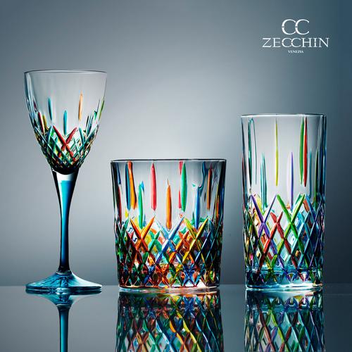 意大利zecchin穆拉诺彩色玻璃杯手工创意酒杯水杯牛奶玻璃杯