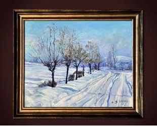 油画手绘纯手工客厅玄关书房冬季东北雪景风景原创手绘纯手工油画