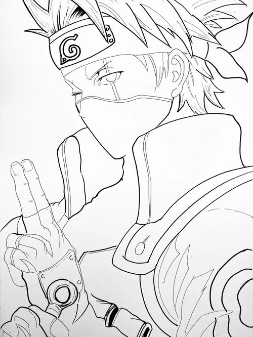 卡卡西_动漫_线稿_人文_绘画