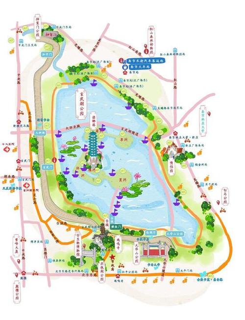 明城墙线:明城墙定淮门—华严岗门—挹江门(八字山公园)—仪凤门,全程