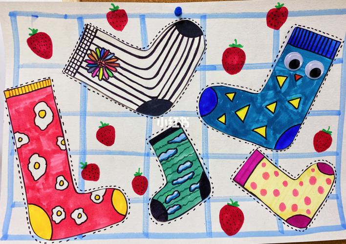 儿童画《不一样的袜子》_袜子_美术_少儿创意美术_母婴_早教