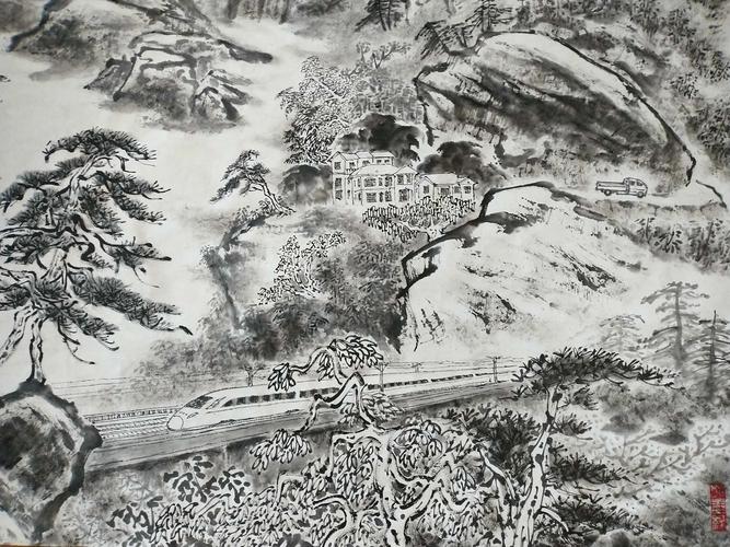 刘晓宾六尺水墨山水画:《幸福家园》