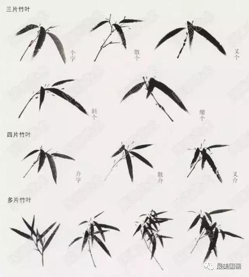 国画竹子写意画法图文教程竹干竹枝竹叶写意画法步骤图竹子构图法