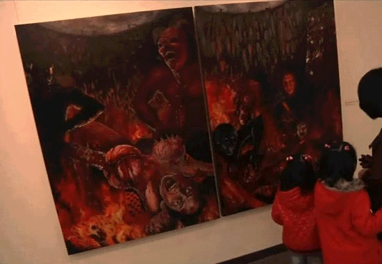 一位韩国女画家被耶稣提去地狱,画地狱景象!
