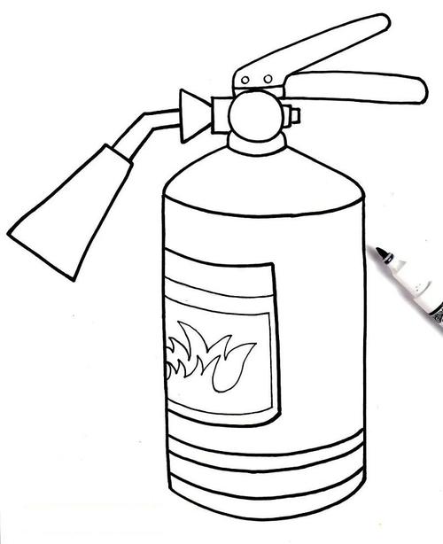 描绘出灭火器的色彩,注意色彩的深浅变化.