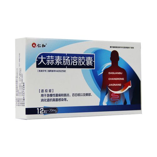 仁和 大蒜素肠溶胶囊 20mg*12粒/盒 用于急慢性菌痢和