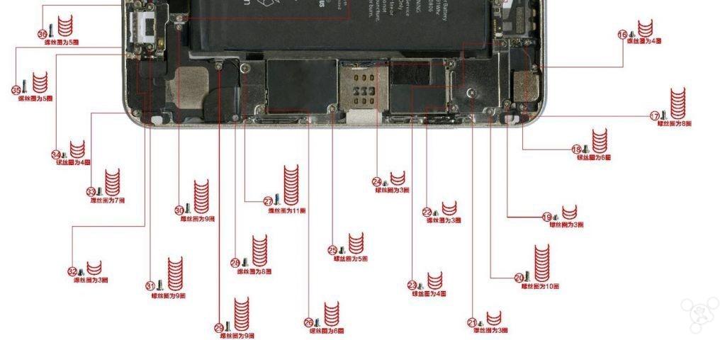 苹果6s plus螺丝位置有哪些?