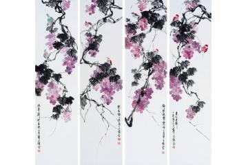 结婚生子客厅国画葡萄花鸟画-【易从网】