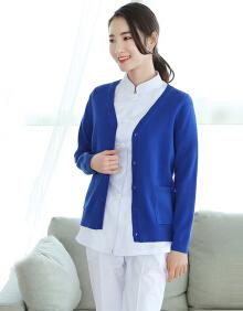 洛芊(luoqian)护士服毛衣女新款藏蓝色春秋季医护针织衫v领开衫外套
