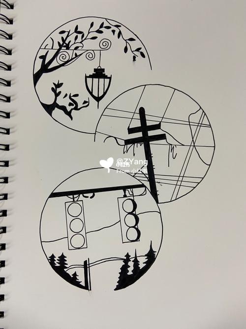 78黑白简笔画_简笔画_风景_文化_绘画